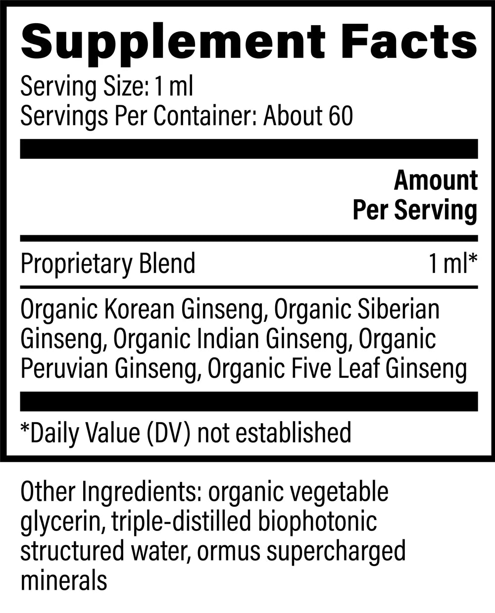 5 Ginseng | Liquid Raw Herbal Extract | Global Healing | 59.2ml