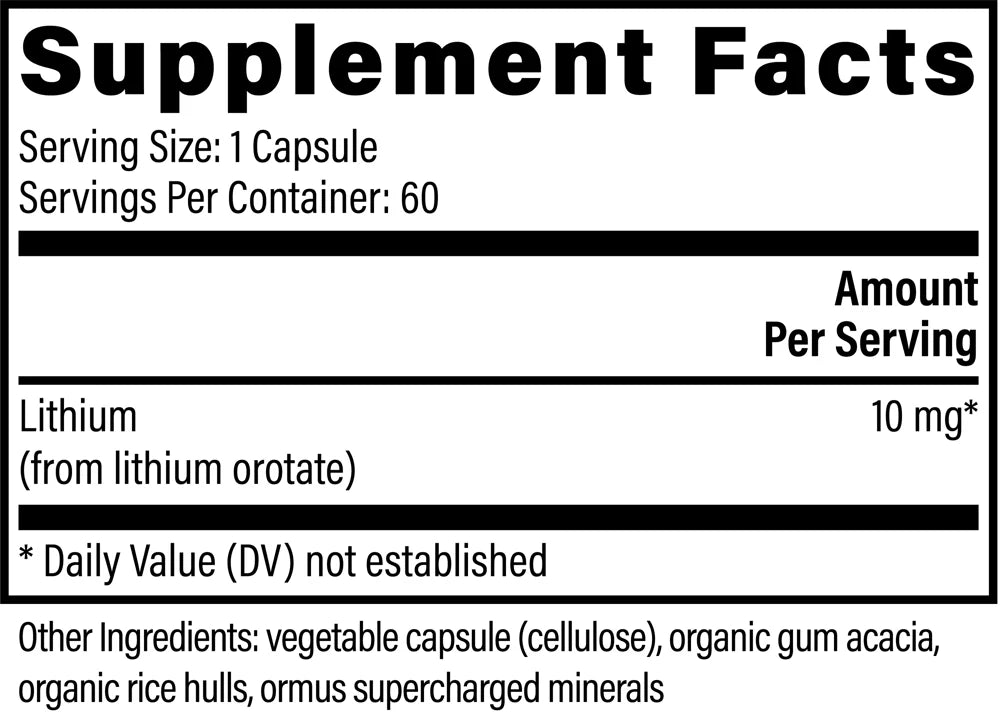 Lithium Orotate | Global Healing | 60 Capsules