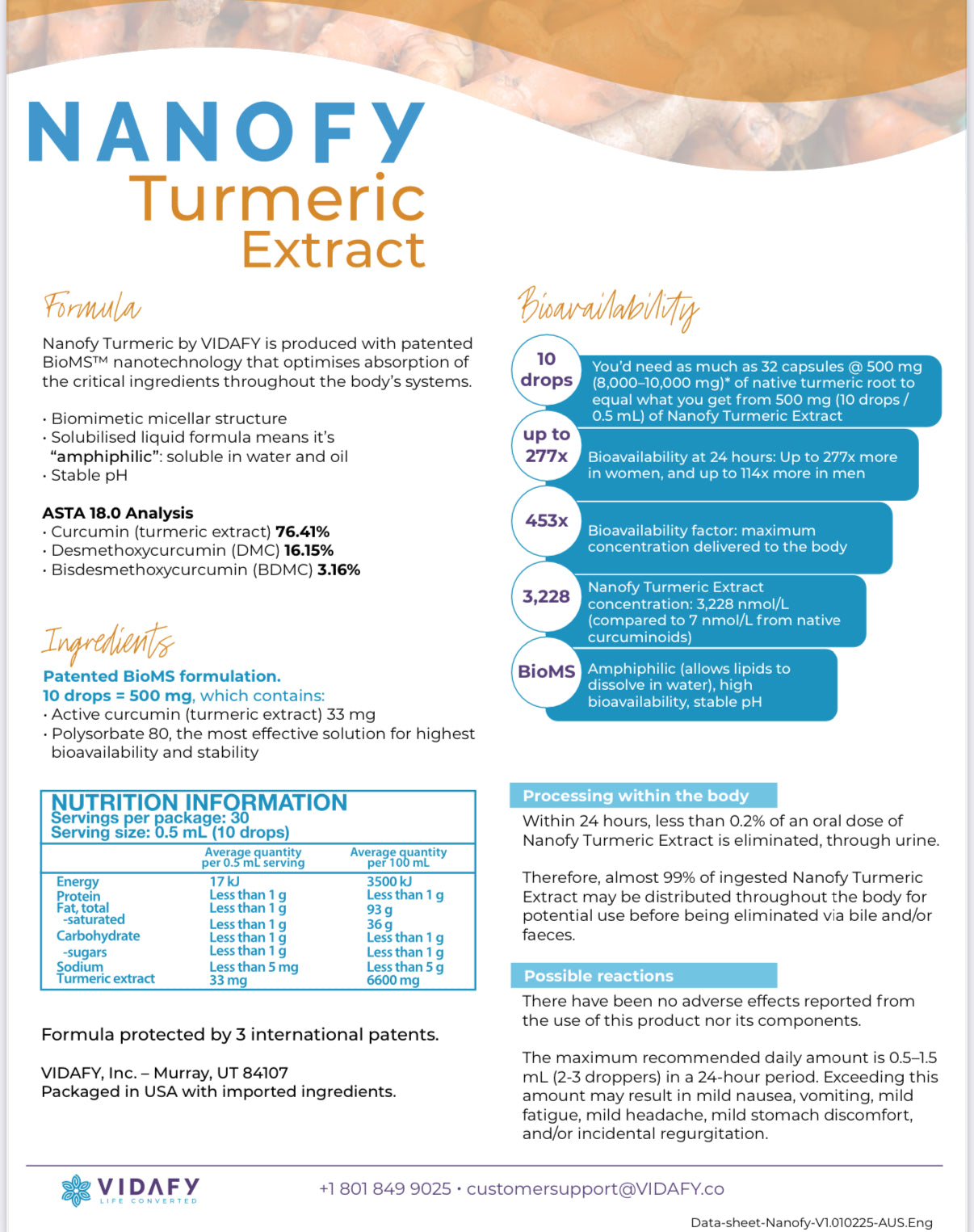 NANOFY Turmeric Extract | Vidafy Australia | 15ml