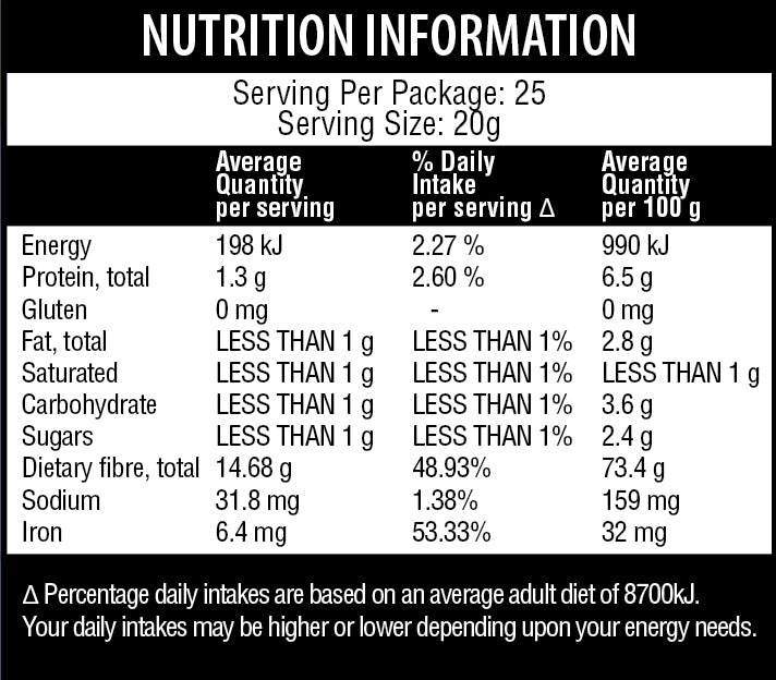 Qenda-Ultimate-Fibre-Wildberry-500g-Nutrition-Information
