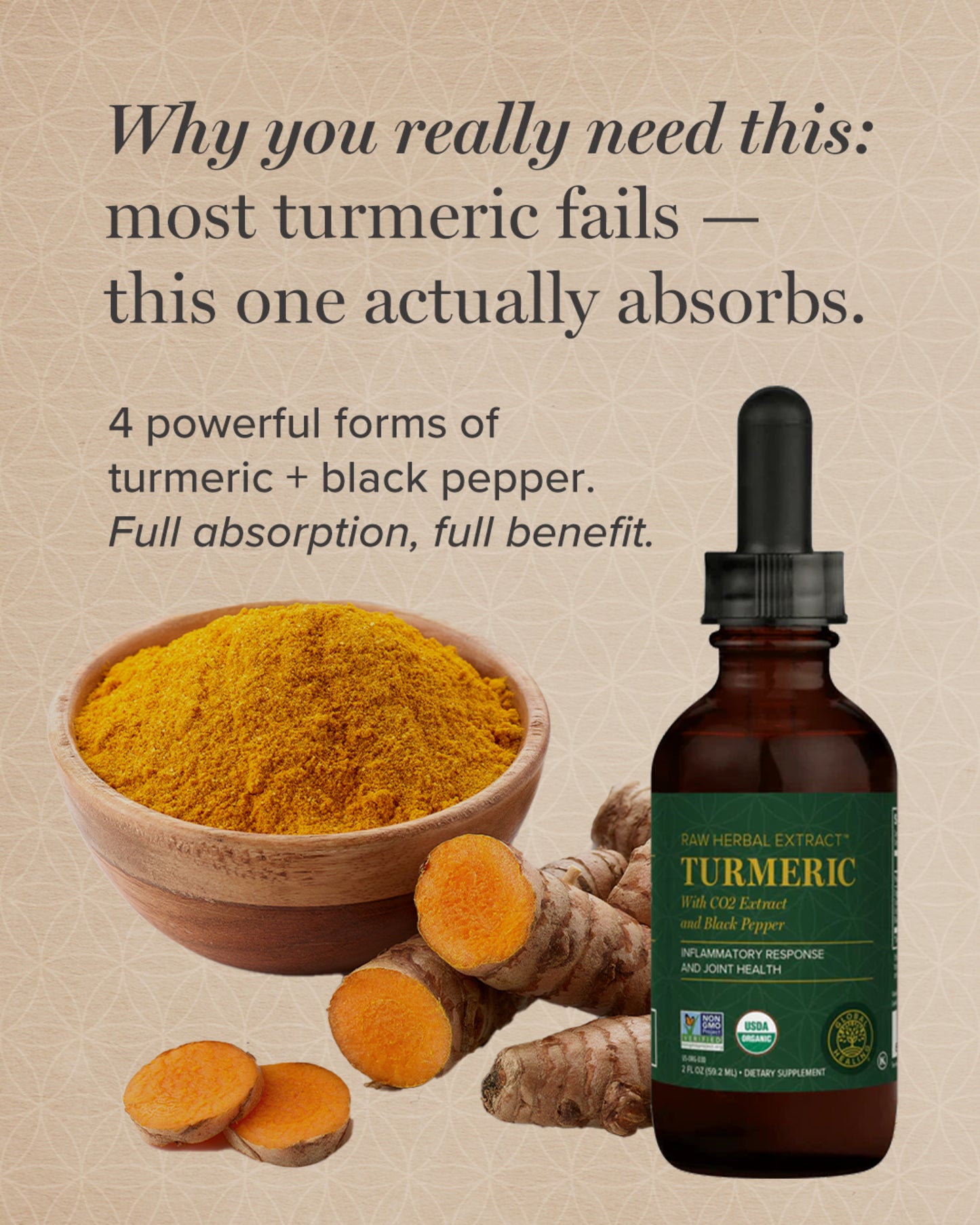
                  
                    Turmeric | Raw Herbal Extract Liquid | Global Healing | 59.2ml
                  
                