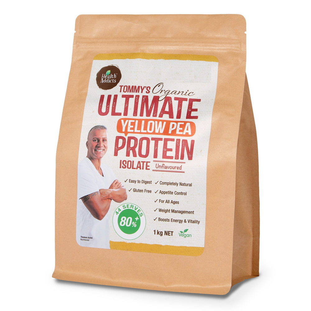 Health Addicts | Tommy’s Organic | Ultimate Yellow Pea Protein | Unflavoured | 1kg