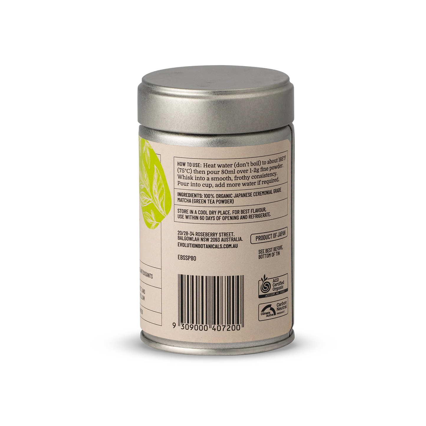 
                  
                    Organic Ceremonial Grade Matcha | Evolution Botanicals | 80g Fine Powder
                  
                