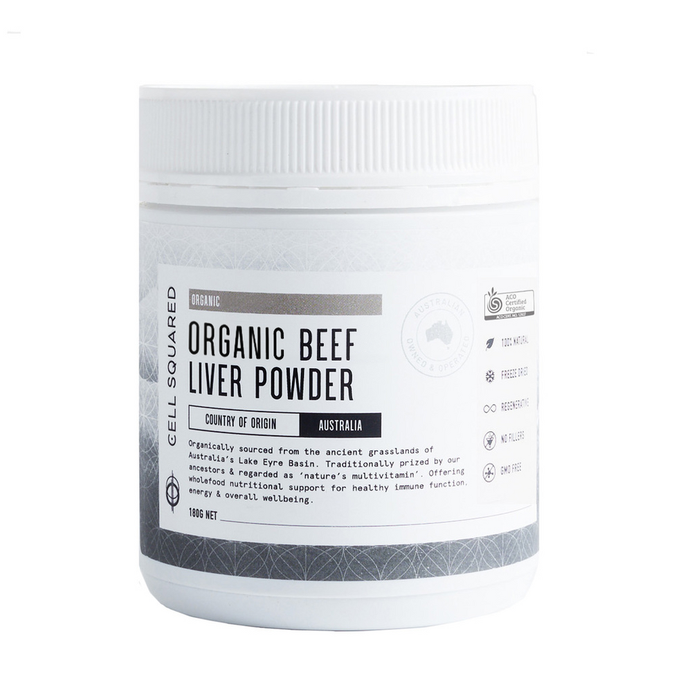Cell Squared | Certified Organic Beef Liver Powder | Grass Fed & Finished | 180g