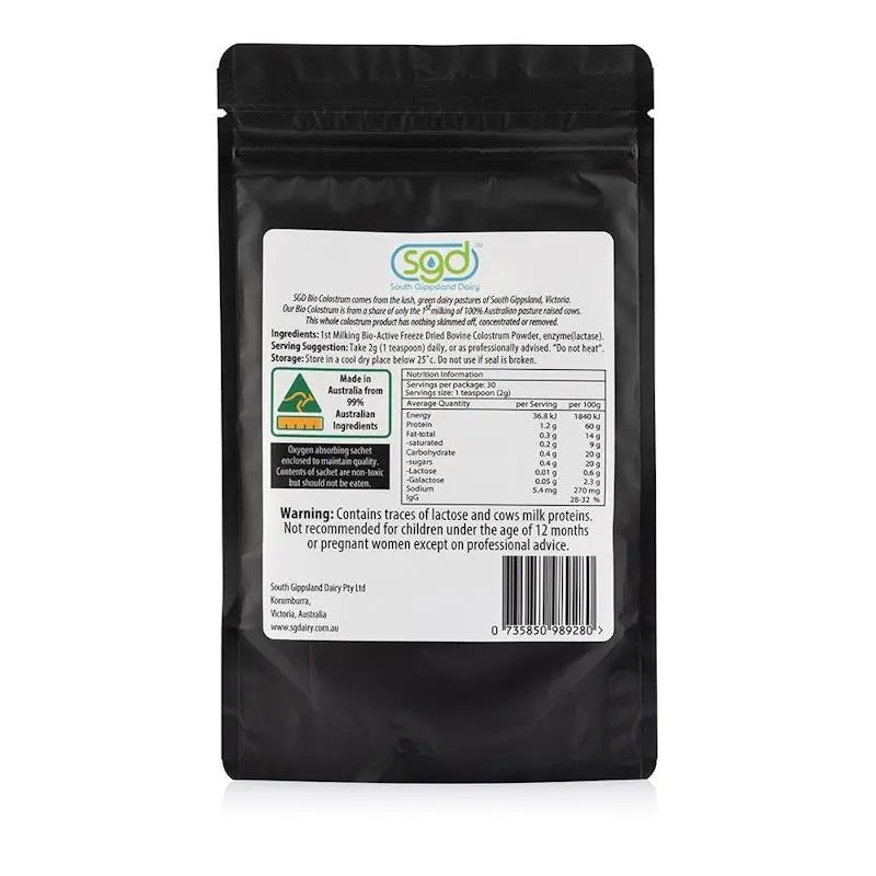 
                  
                    Colostrum Powder Low Lactose | Bio | 100% Australian | South Gippsland Dairy | 60g
                  
                