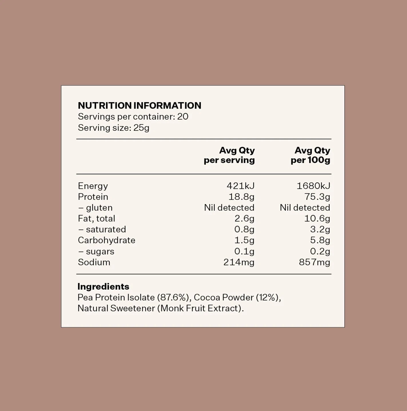 
                  
                    Pea Protein Powder | Chocolate | Two Islands | 500g
                  
                