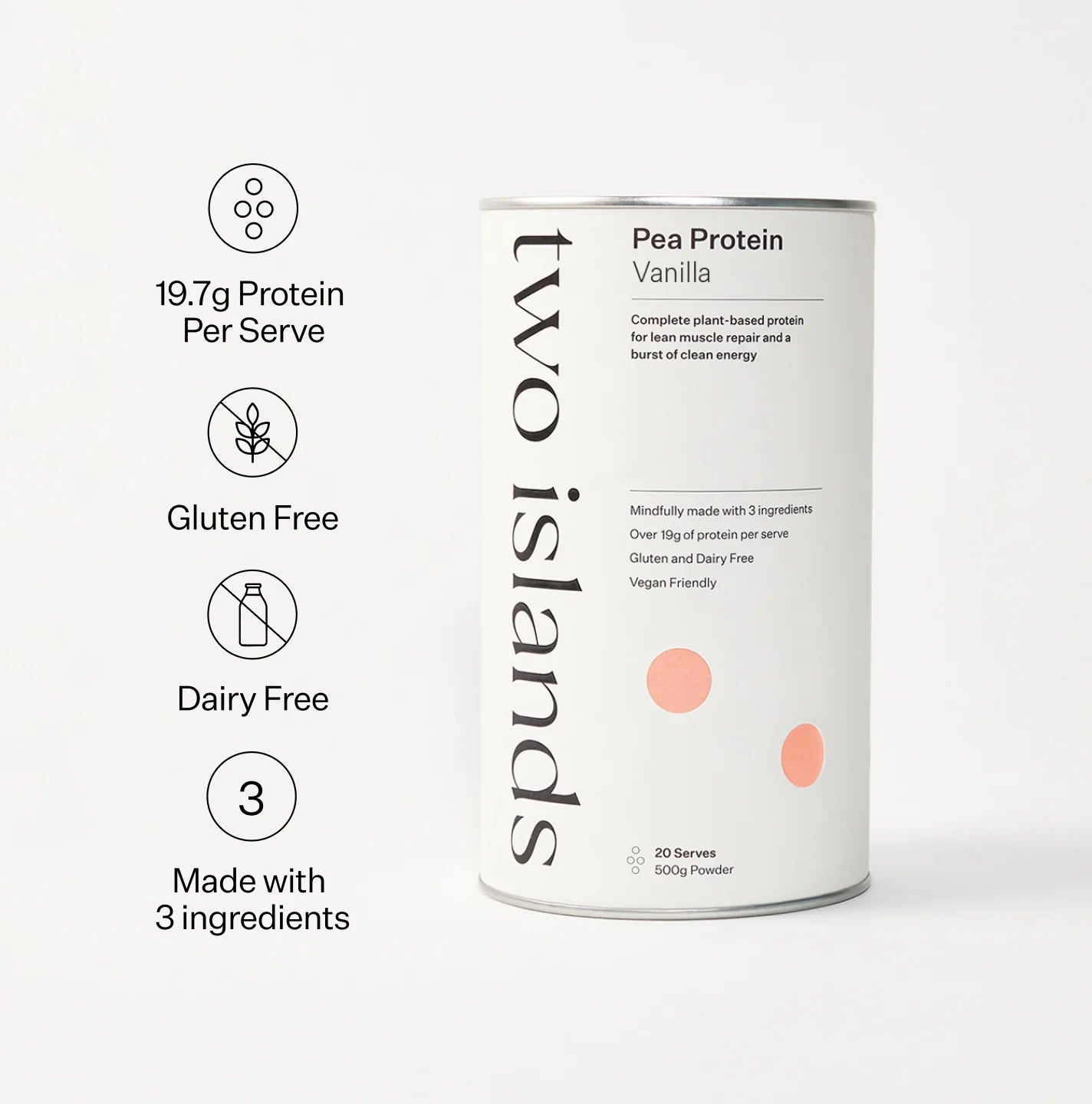 
                  
                    Pea Protein Powder | Vanilla | Two Islands | 500g
                  
                