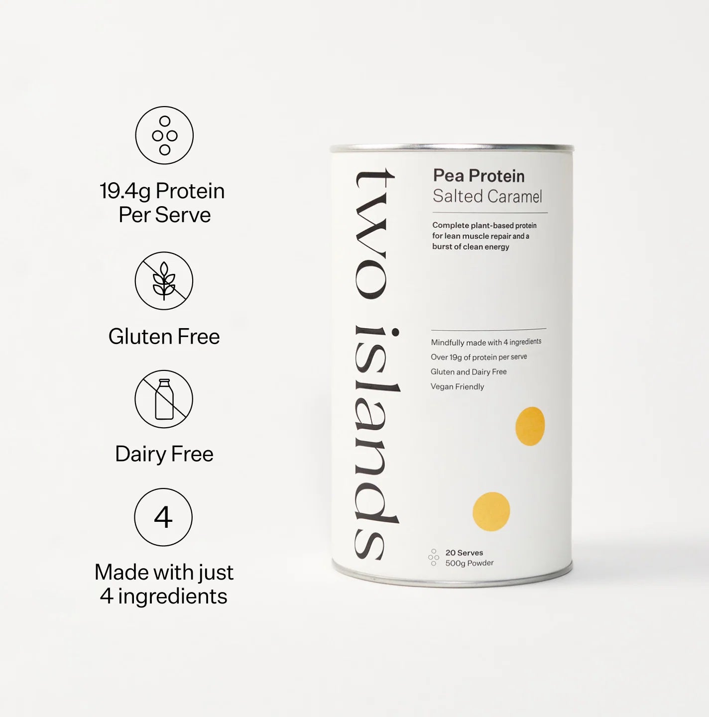
                  
                    Pea Protein Powder | Salted Caramel | Two Islands | 500g
                  
                