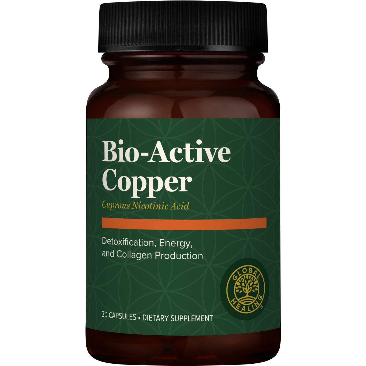 
                  
                    Global Healing Bio-Active Copper, 30 capsule dark green bottle, available in Australia from Sage Wellbeing
                  
                