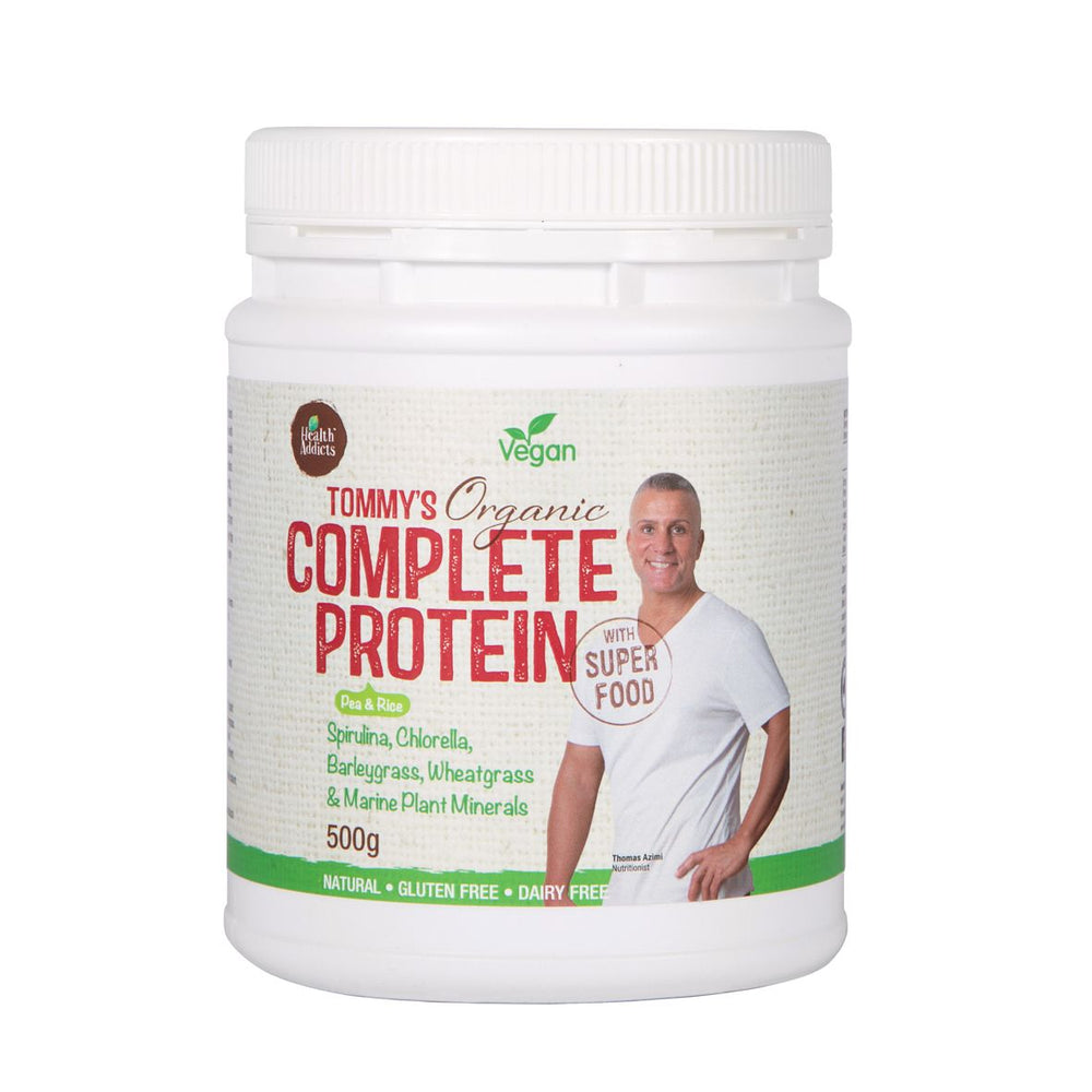 
                  
                    Health Addicts | Tommy’s Organic | Complete Protein With Super Greens | 500g
                  
                