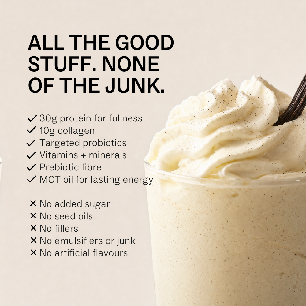 
                  
                    My Way Up Lean Up Shake 500g with 30g protein, 10g collagen, probiotics, vitamins, minerals, prebiotic fibre and MCT oil
                  
                